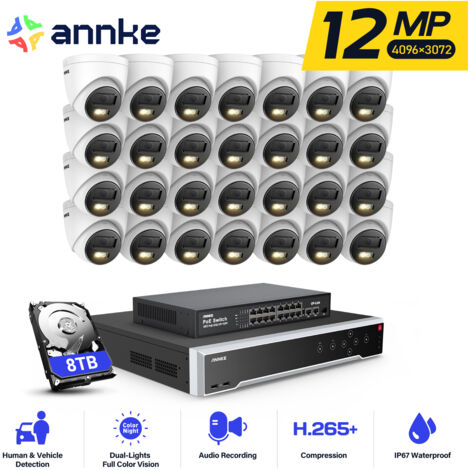 ANNKE 12MP Kit de Vidéosurveillance Extérieure 32CH NVR 28×Caméras Intelligente Double Lumière Vision Nocturne,Alerte Email Détection Mouvement Caméra de Surveillance APP/PC à Distance 8TB (1/5)