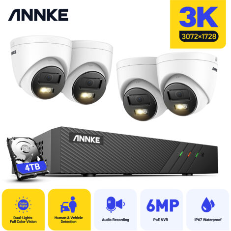 ANNKE 5MP Kit de Vidéosurveillance NVR Intelligente Double lumière Détection Mouvement 4 Caméras APP/PC à Distance 4TB (1/5)