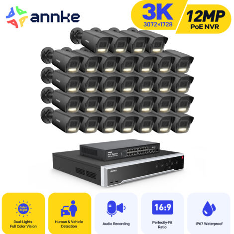 ANNKE 3K Extérieure Caméra de Surveillance,32CH NVR et 32X 5MP Caméra IP PoE,H.265+ Couleur Vision Nocturne,Détection de Personnes/Véhicules,Kit de Vidéosurveillance (1/5)