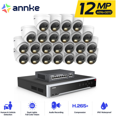 ANNKE 12MP Kit de Vidéosurveillance Extérieure 32CH NVR 24×Caméras Intelligente Double Lumière Vision Nocturne,Alerte Email Détection Mouvement Caméra de Surveillance APP/PC à Distance (1/5)