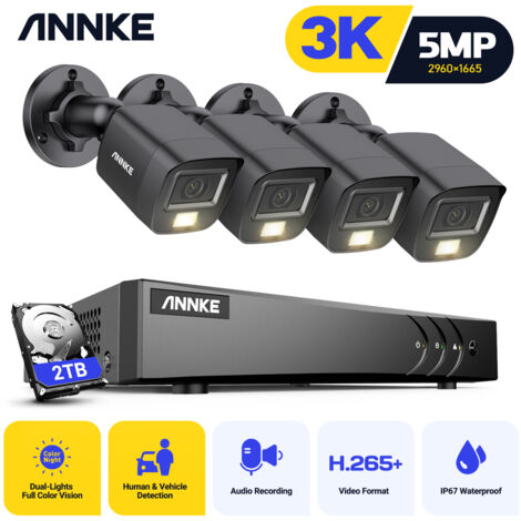 ANNKE 8CH système de sécurité vidéo 5MP H.265 + 5 en 1 DVR enregistreur 3K caméra extérieure étanche Protection CCTV kit de vidéosurveillance 4  caméra-2 To HDD (1/5)