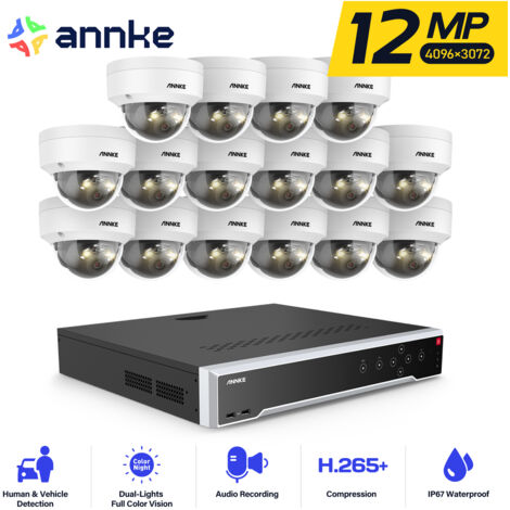 ANNKE 12MP Kit de Vidéosurveillance Filaire 32CH NVR 16×Caméras Intelligente Double Lumière Vision Nocturne,Alerte Email,Détection Mouvement APP/PC à Distance Caméra de Surveillance Exterieure (1/5)