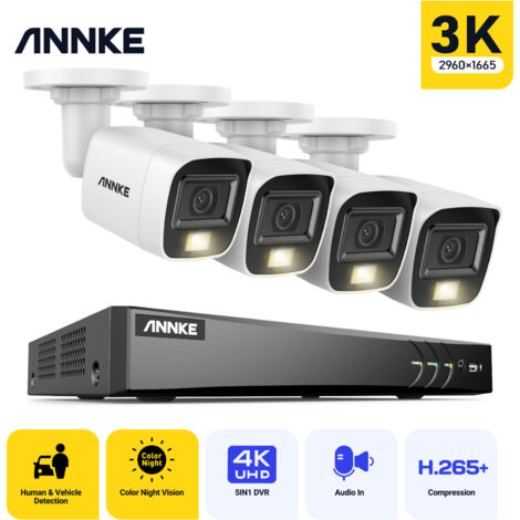 Annke – Caméra de surveillance 3K avec vision nocturne couleur – Micro intégré – Alimentation 12V – Angle de vue 129° – Distance IR jusqu'à 25m (1/5)
