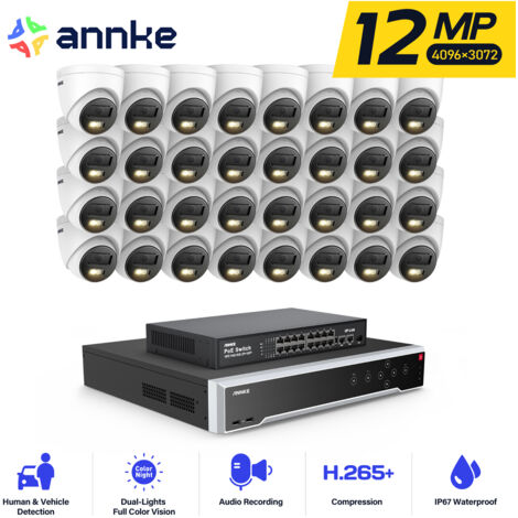 ANNKE 12MP Kit de Vidéosurveillance Extérieure 32CH NVR 32×Caméras Intelligente Double Lumière Vision Nocturne,Alerte Email Détection Mouvement Caméra de Surveillance APP/PC à Distance (1/5)