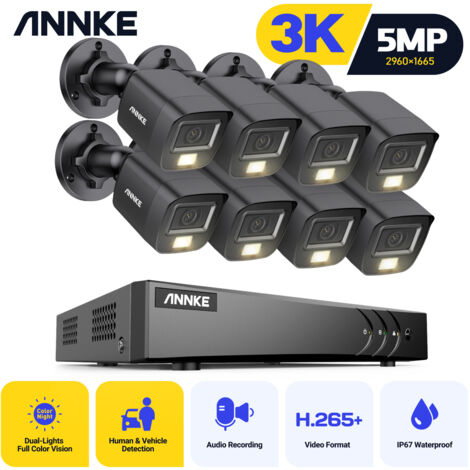 ANNKE 8CH système de sécurité vidéo 5MP H.265 + 5 en 1 DVR enregistreur extérieur 3K caméra étanche Protection CCTV kit de vidéosurveillance 8 caméra (1/5)