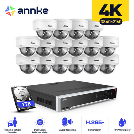 ANNKE Kit de Vidéosurveillance Filaire 32CH NVR 16×Caméras Vision Nocturne,Alerte Email,Détection Mouvement,Système de SécuritéCaméra de Surveillance Exterieure APP/PC à Distance 1TB (1/5)