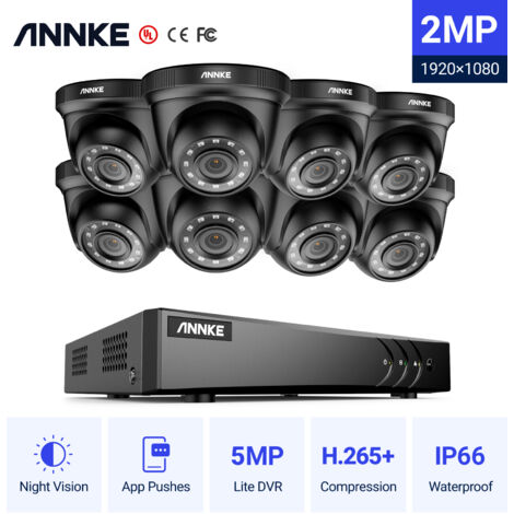 Annke – Caméra de surveillance extérieure 5MP – Vision nocturne jusqu'à 30m – Détection humaine et véhicule – NVR hybride 5-en-1 (1/5)