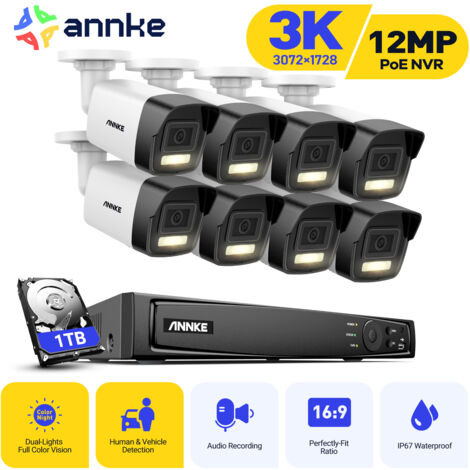ANNKE Kit Caméra de Surveillance Extérieur NVR avec 8 Caméras Smart Dual Light Vision Nocturne Détection de Mouvement Alarme E-Mail APP/PC à Distance Système de Caméra de Sécurité 1TB (1/5)