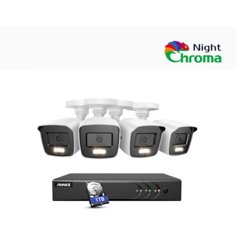 ANNKE 8CH Kit de Vidéosurveillance Extérieures,5MP DVR et 4 Caméras Couleur Vision Nocturne Filaires HD 1080P,Alerte E-Mail, Détection Mouvement Accès à Distance 1TB HDD