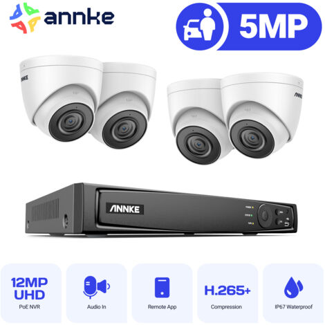 Annke – Kit de vidéosurveillance 6MP avec 4 caméras IP 5MP – Vision nocturne couleur – IP67 étanche – Enregistrement audio intégré - NVR 4 X (1/5)