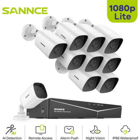 SANNCE 1080P HD 16CH DVR Sécurité IR Vision Nocturne Détection Mouvement Accès Distance Kit de Surveillance (1/5)