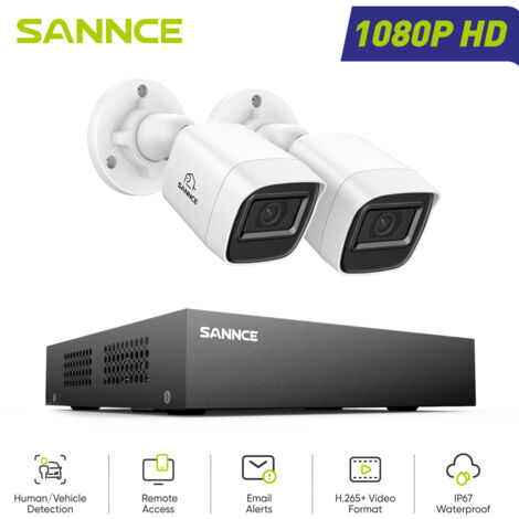 SANNCE Kit de Vidéosurveillance filaire 1080P 8 canaux 2 caméras Bullet 2MP,Détection Mouvement Accès à Distance Système de Caméra de Sécurité (1/5)