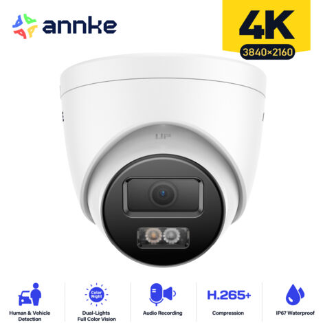 ANNKE 4K Ultra HD 8MP POE Camera Security Network Outdoor Indoor Weatherproof Dome EXIR Night Vision Email Alert CCTV Camera 4.4MM (1/5)