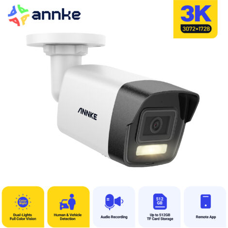 ANNKE PoE Caméra de sécurité extérieure 3K vision nocturne couleur détection de mouvement accès à distance (1/5)