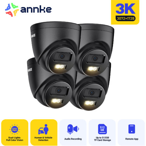 ANNKE 3K PoE Caméra de sécurité extérieure vision nocturne couleur IP67 détection de mouvement accès à distance,4PCS (1/5)
