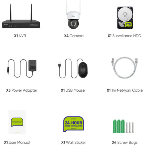 SANNCE Kit Videosorveglianza Wireless 3MP Telecamere Visione Notturna Avviso E-mail CCTV Telecamere Sicurezza Sistema - 2TB HDD