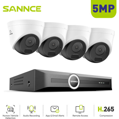 SANNCE Système de caméra de sécurité sans fil 5 MP 4 canaux NVR avec SANNCE Système de caméra de sécurité sans fil 5 MP 4 canaux NVR avec