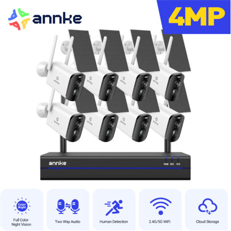 ANNKE 4MP Double Lumière WiFi Batterie Couleur Vision Nocturne Caméra de Sécurité Sans Fil Solaire Caméra Extérieure Détection Humaine Audio Bidirectionnel IP65