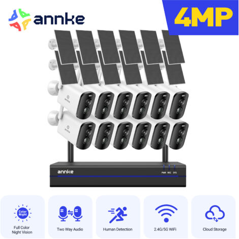 ANNKE Caméra de sécurité sans fil 4MP avec détecteur de mouvement PIR, détection de présence, ANNKE Caméra de vision nocturne couleur, extérieure, étanche, 12 pièces (1/5)