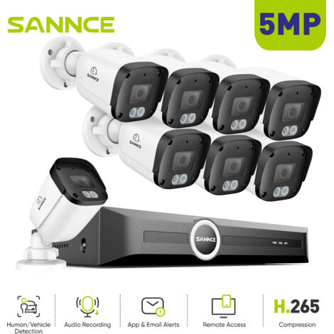 SANNCE Caméra réseau Bullet POE intelligente 5 MP avec vision nocturne infrarouge et LED infrarouge intelligente (1/5)