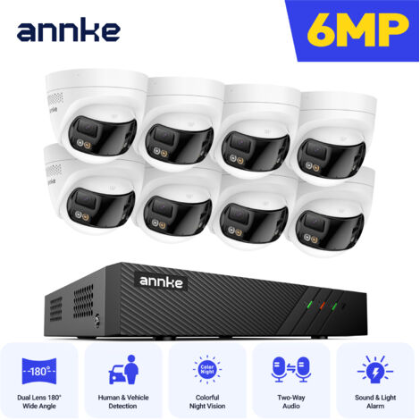 ANNKE Caméra de sécurité extérieure 6MP PoE avec double objectif, champ de vision à 180° et vision nocturne couleur (1/5)