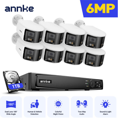 ANNKE Système de caméras de sécurité extérieures PoE 6MP avec audio bidirectionnel et vision nocturne IP67 (1/5)