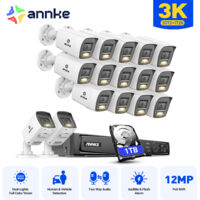 ANNKE 5MP Kit de Vidéosurveillance Exterieure 16CH avec 1TB Audio Bidirectionnel,Détection de Personne et Véhicule,IR Vision Nocturne,Alerte Email APP/PC à Distance 16×Caméras