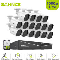 SANNCE 16CH CCTV Security System Outdoor Waterproof Night Vision Email Alert Video Surveillance Kit - 2TB HDD