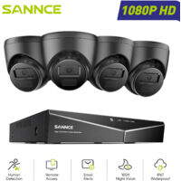 SANNCE 1080P Kit di Videosorveglianza Cablato 16CH 4 Telecamere Turret 2MP,Sistema di Telecamere di Sicurezza Cablato Visione Notturna Accesso Remoto