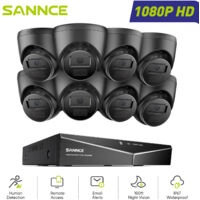 SANNCE 1080P Kit di Videosorveglianza Cablato 16CH 8 Telecamere Turret 2MP,Sistema di Telecamere di Sicurezza Cablato Visione Notturna Accesso Remoto