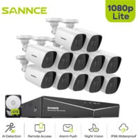 SANNCE 1080P 16CH DVR Video Surveillance Kit Motion Detection IR Night Vision Waterproof Remote Monitor System - 4TB HDD
