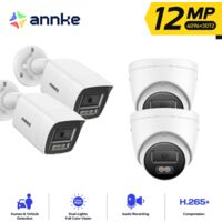 ANNKE 4 caméras de sécurité intérieures extérieures 12MP, vision nocturne couleur, détection de personnes véhicules, accès à distance