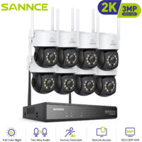 SANNCE Kit Videosorveglianza 10CH Wireless 3MP Telecamere Visione Notturna Avviso E-mail WiFi Telecamere Sicurezza Sistema