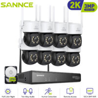 SANNCE Kit Videosorveglianza 10CH Wireless 3MP Telecamere Visione Notturna Avviso E-mail WiFi Telecamere Sicurezza Sistema - 2TB HDD
