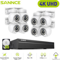 SANNCE 4K Sistema di telecamere di sicurezza PT PoE,8 telecamere IP PT,audio bidirezionale, videosorveglianza 24/7,2TB HDD