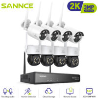 SANNCE 3MP Kit Videosorveglianza Wireless Sistema Telecamera IR Visione Notturna Remote Monitor Sicurezza CCTV Wifi Telecamera Kit