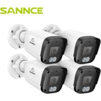 SANNCE Caméra Bullet POE 5 Mpx avec audio, caméra de sécurité extérieure, détection de véhicules, vision nocturne, IP67