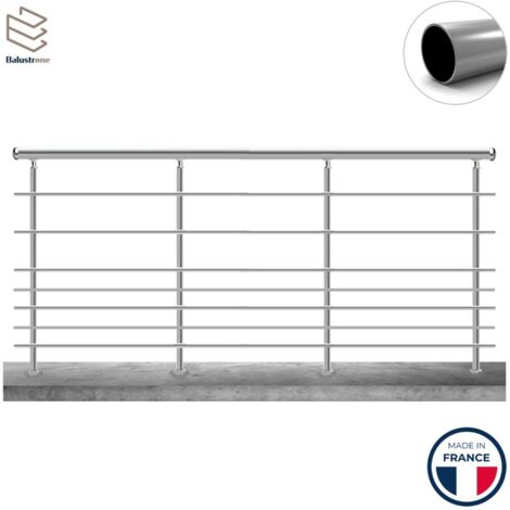 Garde-corps aluminium 3m – Pose à sceller au sol – Pour balcons et terrasses – Aluminium gris foncé – Kit complet avec accessoires