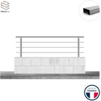 Garde-corps aluminium 1m – Pose à sceller intérieur/extérieur – Kit complet avec visserie – 3 lisses horizontales – Garantie 5 ans