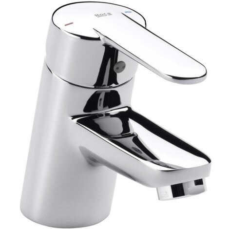 Roca – Mitigeur de lavabo monocommande avec aérateur intégré – Finition chrome – Crochet à chaîne – Installation sur étagère – Technologie SofTurn (1/4)
