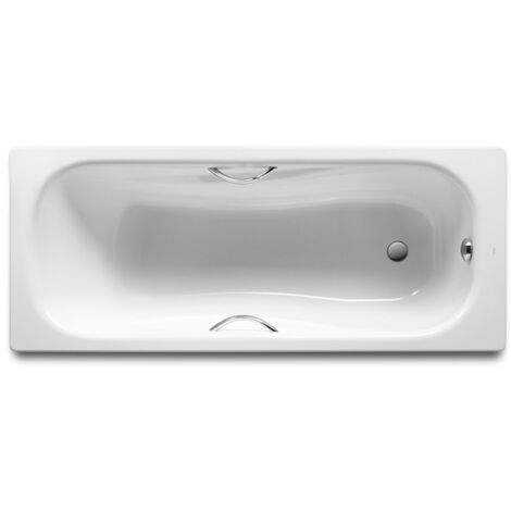 Roca – Baignoire rectangulaire en acier insonorisé avec fond antidérapant – Dimensions 1700x700 mm – Capacité 197 L – Installation avec jupe avant