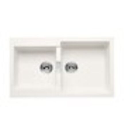 QUARZEX® Evier réversible 2 cuves - ROCA Couleur : Blanc - Dimensions : 860x500x200 mm (1/2)