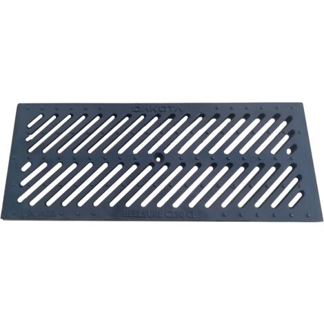Grille de voirie en fonte c250 200x500 mm – Mailles anti-colmatage – Système de blocage pour fort trafic – Série DRAIN – Dakota (1/2)