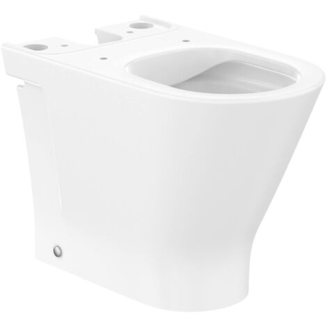 Roca – Cuvette murale sans rebord pour WC à réservoir bas – Double sortie – Hauteur de confort – Coude d'évacuation inclus – Système de rinçage Drag