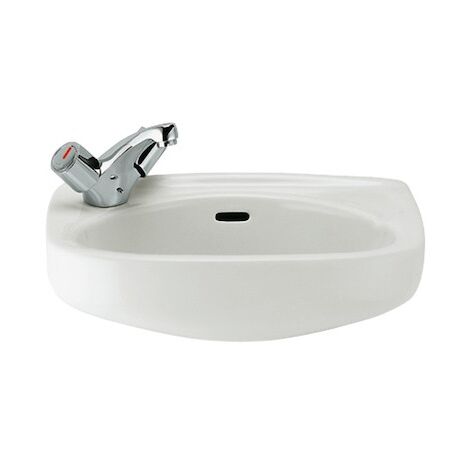 Roca – Lavabo mural compact 44x31 cm – Porcelaine vitrifiée brillante – Design ergonomique pour petits espaces – Facile à nettoyer (1/4)