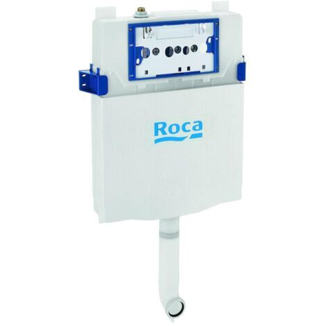 Roca – Réservoir de chasse d'eau encastré compact à double chasse – Profondeur 80 mm – Raccordement hydraulique par le haut – Pour toilettes hautes