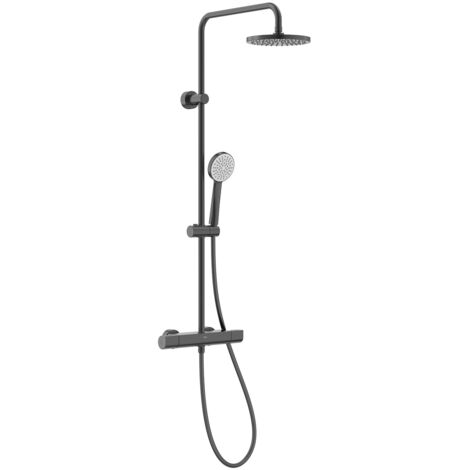 Colonne de douche thermostatique ROUND EVEN - ROCA Couleur : Noir titane brossé (1/2)