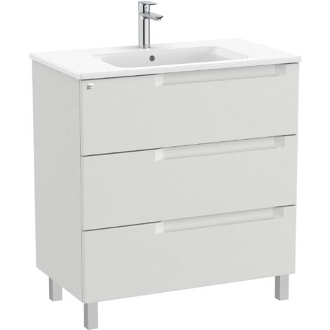 Unik pack de 3 tiroirs + lavabo au centre ALEYDA - ROCA Couleur : Gris pierre - Dimensions : 805x460x740 mm