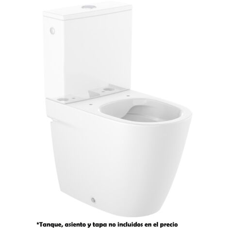 Roca – Cuvette murale compacte sans rebord pour WC à réservoir bas – Montage mural – Forme ronde – Double sortie – Système de chasse Drag