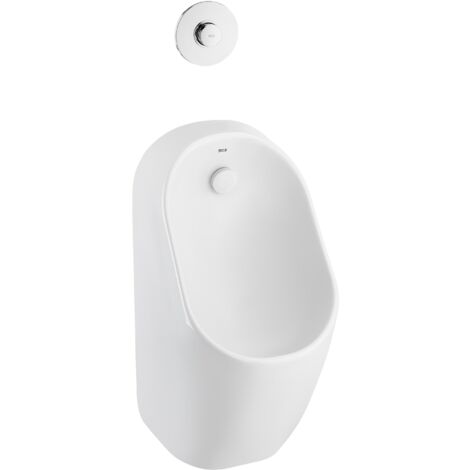 Roca – Urinoir en porcelaine sans rebord – Alimentation arrière – Système anti-vandalisme – Hauteur 460 mm – Kit de fixation inclus